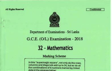 2018 G.C.E O/L Mathematics Full Marking Scheme (English Medium)