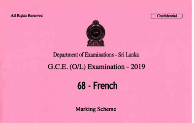 2019 G.C.E O/L French Language Full Marking Scheme (English Medium)
