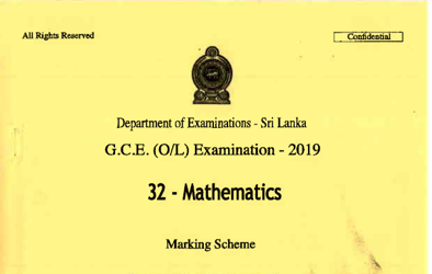 2019 G.C.E O/L Mathematics Full Marking Scheme (English Medium)
