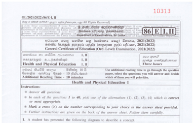 2021 G.C.E O/L Health & Physical Education Paper I & II (English Medium)