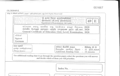 2020 G.C.E O/L German Language Paper I & II (English Medium)