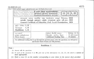 2020 G.C.E O/L Buddhism Paper III (English Medium)