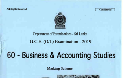 2019 G.C.E O/L Business & Accounting Studies Full Marking Scheme (English Medium)
