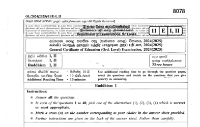 2024 G.C.E O/L Buddhism Paper & Answers (English Medium)