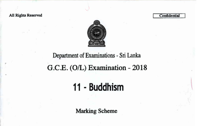 2018 G.C.E O/L Buddhism Full Marking Scheme (English Medium)
