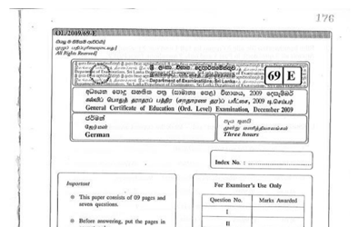 2009 G.C.E O/L German Language Full (English Medium)