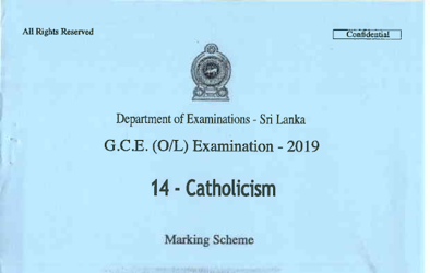 2019 G.C.E O/L Catholicism Full Marking Scheme (English Medium)