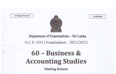 2021 G.C.E O/L Business & Accounting Studies Full Marking Scheme (English Medium)