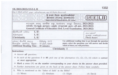 2021 G.C.E O/L Christianity Full (English Medium)