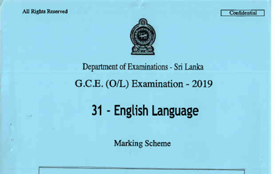 2019 G.C.E O/L Appreciation of English Literary Texts Full Marking Scheme (English Medium)