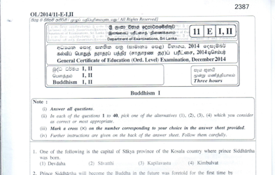 2015 G.C.E O/L Buddhism Full (English Medium)