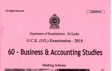 2018 G.C.E O/L Business & Accounting Studies Full Marking Scheme (English Medium)
